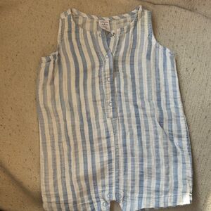 Nordstrom Blue and White Striped Sleeveless Romper 3 month